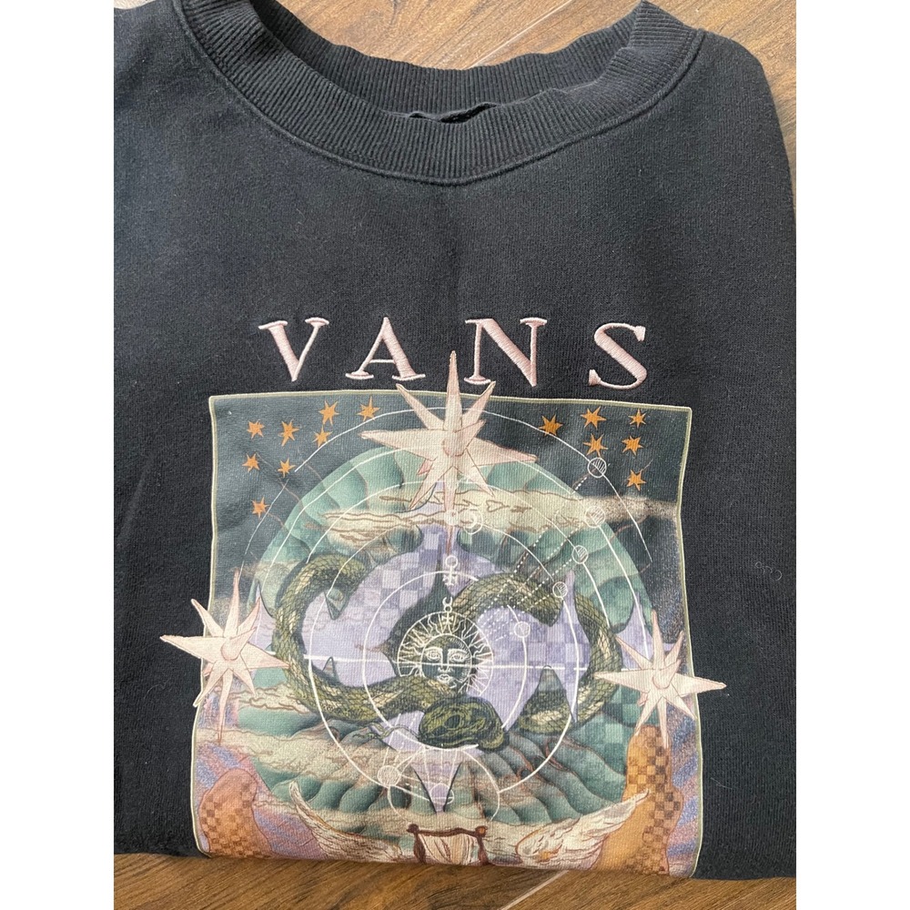 Vans Off The Wall Celestial Graphic Sweatshirt Black Embroidered Logo Pullover